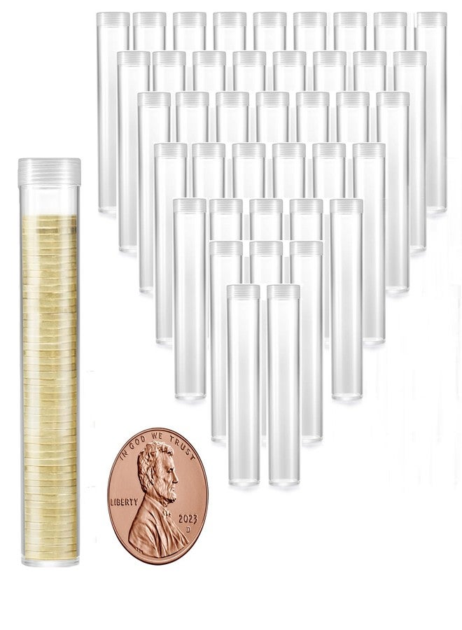 MUDOR 40 Pack Coin Storage Tube for Cent, Plastic Coin Holders Tube with Screw-On Caps, Coin Collection Supplies,Long-Term Coin Storage (Cent) - Image 1