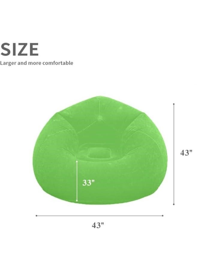 Inflatable Sofa with Air Pump, Foldable Lounge Chair, Single Person Plush Sofa, Inflatable Outdoor Study Chair (Green)