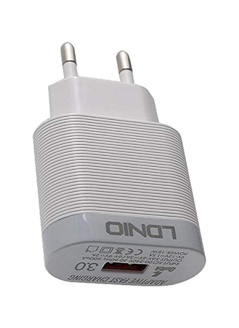 LDNIO A303Q Quick Wall Charger Qualcomm QC 3.0-1 USB Micro Cable 18 Watt - White - pzsku/Z4DAE2FF544C814A3C29DZ/45/_/1713780063/50007efb-3d1b-4663-af42-74e8342c2544