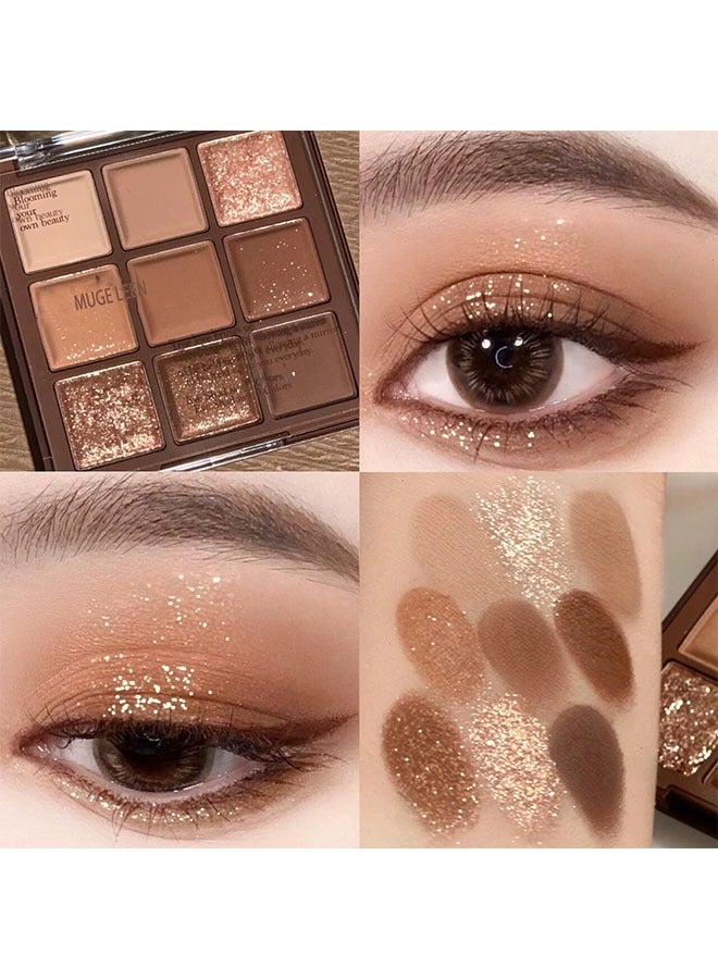 MUGE LEEN 9 Color Chocolate Eyeshadow Tray,Matte,Pearl, Earth, Brown, Waterproof, Sweat Resistant, Long-Lasting Makeup - Image 4