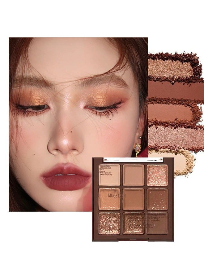 MUGE LEEN 9 Color Chocolate Eyeshadow Tray,Matte,Pearl, Earth, Brown, Waterproof, Sweat Resistant, Long-Lasting Makeup - Image 3