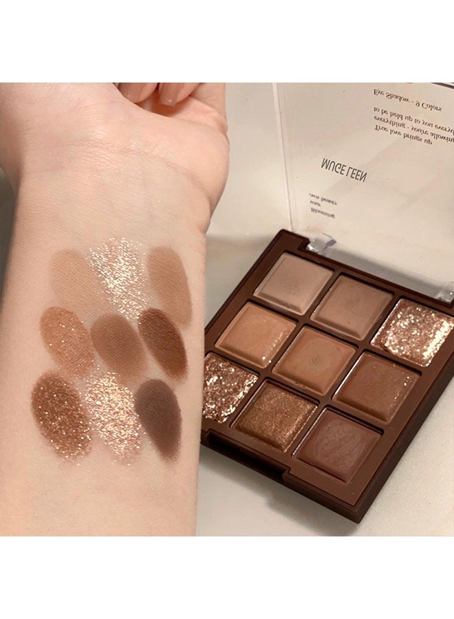 MUGE LEEN 9 Color Chocolate Eyeshadow Tray,Matte,Pearl, Earth, Brown, Waterproof, Sweat Resistant, Long-Lasting Makeup - Image 5