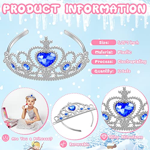 Lewtemi Princess Dressup Accessories 24 Pieces Princess Crowns and Wands Heart Adult Wand and Crown Plastic Queen Tiara and Wand for Party Supplies Girls over 12 years old - Image 5