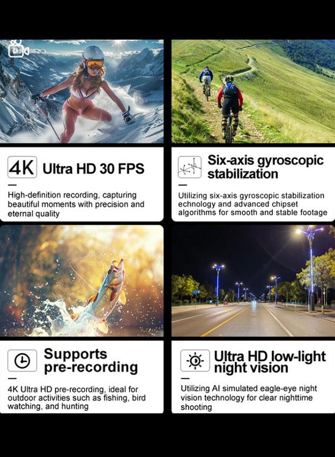 SOOCOO 4K HD handheld pocket camera, six-axis gyro anti-shake 1.3IPS dual color screen touch Y sports camera, free 64GB memory card and card reader, 30 meters waterproof, support live broadcast function, suitable for bloggers and sports people, Suitable for Travel, Sports, Vlog  - Image 5