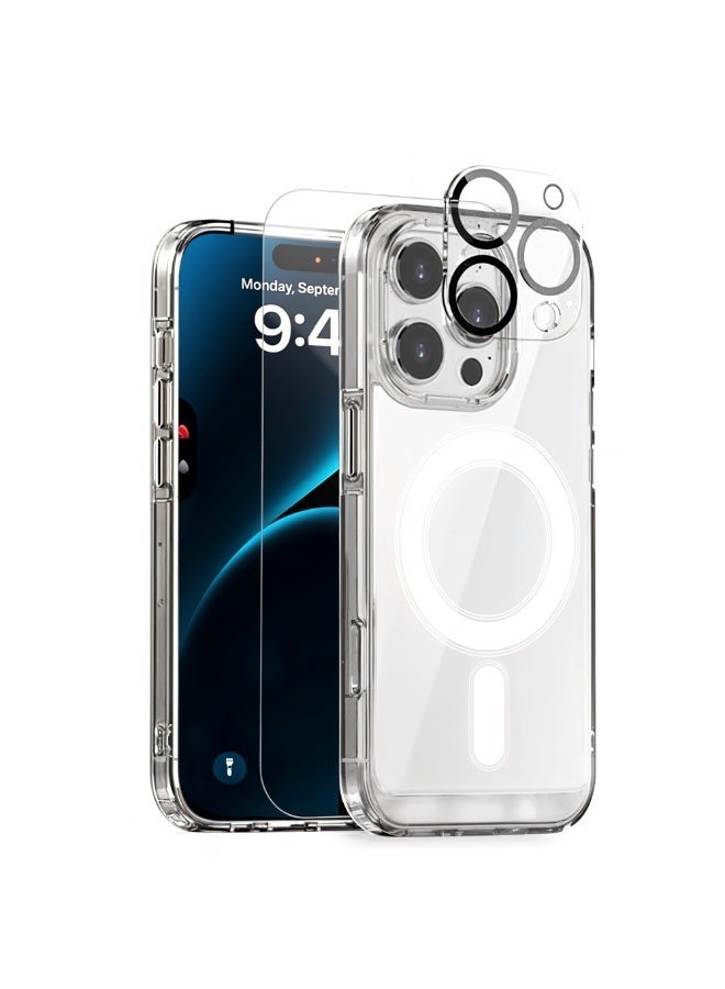 Raxoom 3-in-1 Heavy Duty Protection Magsafe Case for iPhone 16 Pro Max | 360Â° Anti-Shock Protection | Magsafe Cover Case | Lens Protection | 9H Glass Screen Protector - Image 1