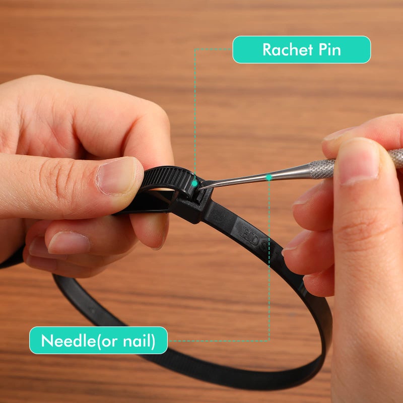 Shappy 50 Pcs Zip Ties Heavy Duty Strong Large Cable Wire Ties Zip Ties Industrial Sturdy Wire Ties, Awnings Tying Branches Bundling of Crops Fixed Water Pipes (Black,24 Inch) - Image 5