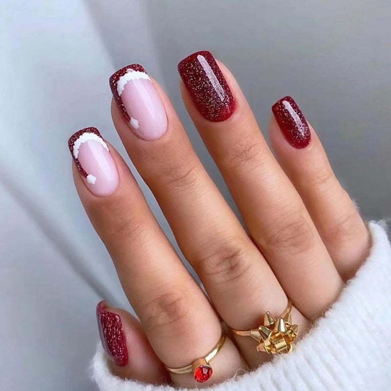 CTTHNBD 6 Packs (144 Pcs) Christmas Press on Nails - Square, Red, Short, Medium, Snowflake False Nails - Glue on, Fake, Stick on Nails for Women - 12 Sizes, 6 Styles - Image 4