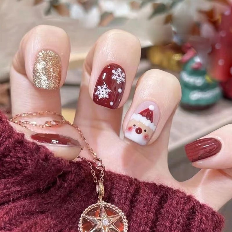 CTTHNBD 6 Packs (144 Pcs) Christmas Press on Nails - Square, Red, Short, Medium, Snowflake False Nails - Glue on, Fake, Stick on Nails for Women - 12 Sizes, 6 Styles - Image 5