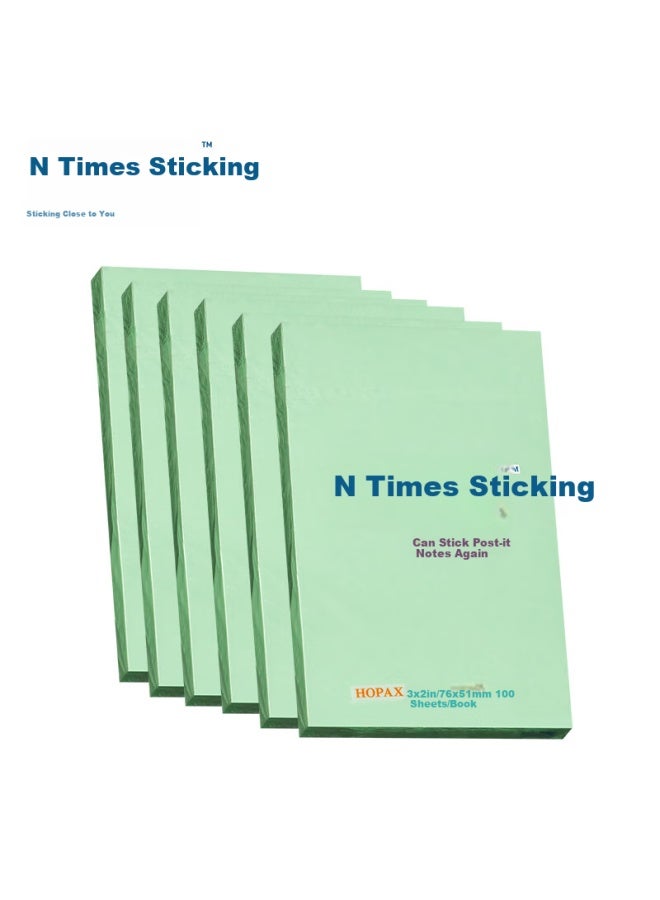 Stickn (Stickn) 6-Pack Sticky Notes/ Memo Pads/ Sticky Note Pads/ Sticky Note Book 76*51Mm Self-Adhesive Message Pad 600 Sheets Green 31004-J6 - Image 2