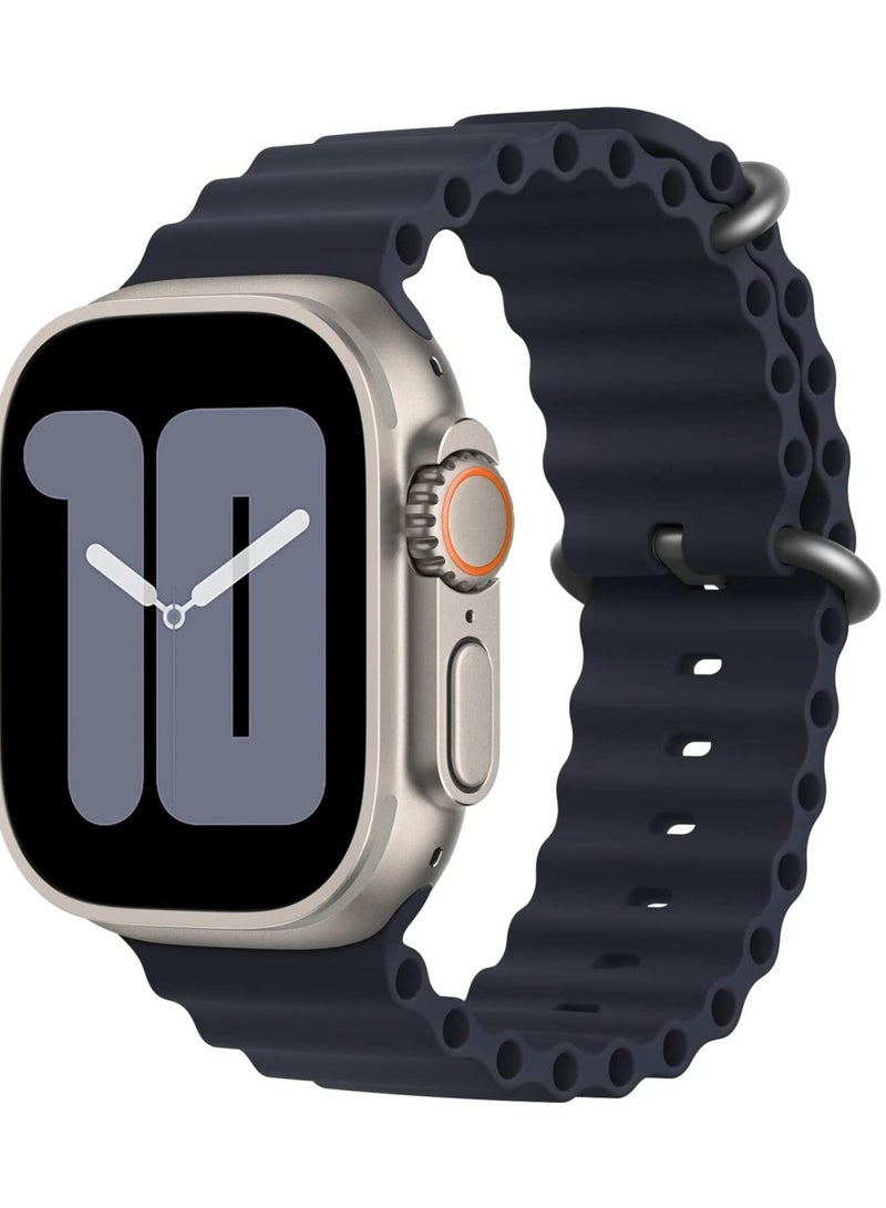 ELTRAZONE Apple Watch Band Ultra 49mm 45mm 44mm 42mm, Adjustable Loop with Buckle Soft Stretchy Silicone Sports Band for iWatch Series SE 8 7 6 5 4 3 2 1 Men Women, Midnight - Image 1