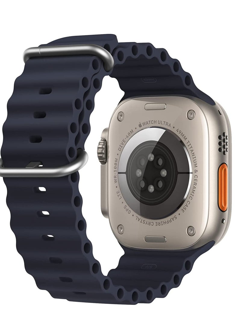 ELTRAZONE Apple Watch Band Ultra 49mm 45mm 44mm 42mm, Adjustable Loop with Buckle Soft Stretchy Silicone Sports Band for iWatch Series SE 8 7 6 5 4 3 2 1 Men Women, Midnight - Image 2