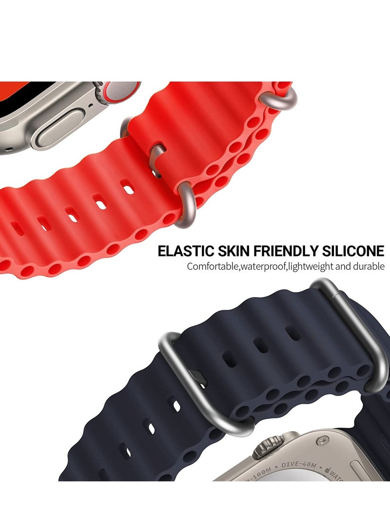 ELTRAZONE Apple Watch Band Ultra 49mm 45mm 44mm 42mm, Adjustable Loop with Buckle Soft Stretchy Silicone Sports Band for iWatch Series SE 8 7 6 5 4 3 2 1 Men Women, Midnight - Image 3