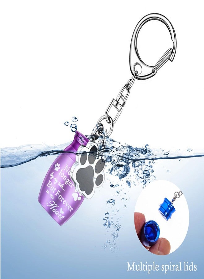 8Pcs Pet Ashes Keepsake Keychain for Dog Pet Ashes Urn Keychain Memorial Cylinder Cat Cremation Jewelry Paw Print Urn Necklace for Ashes (Purple) - Image 3