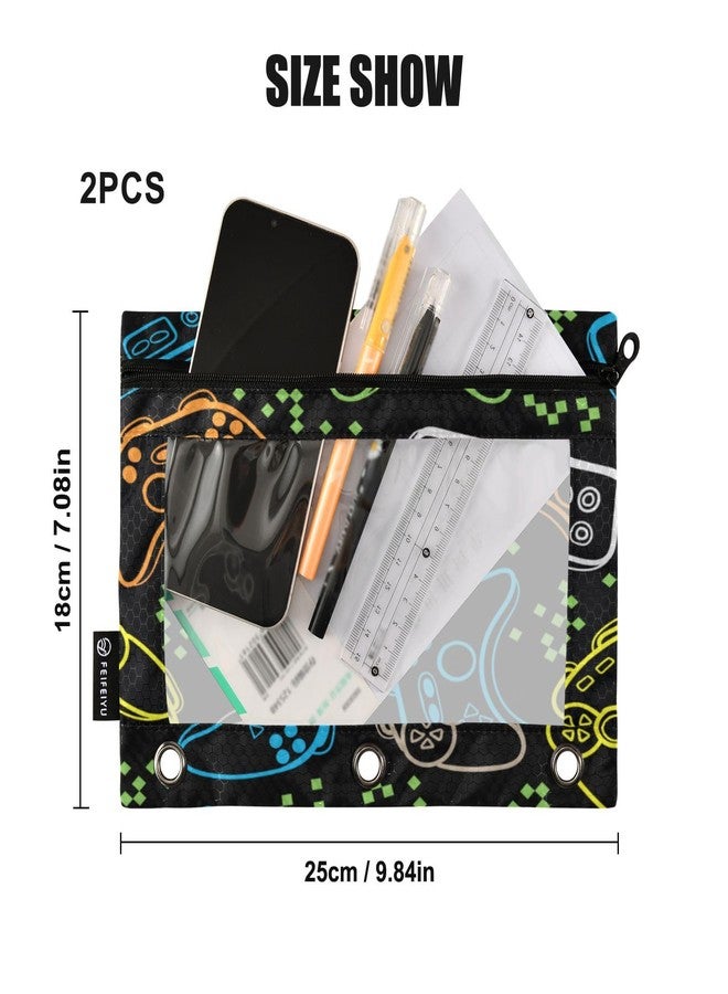 xigua Joystick Boys and Girls Game Cool Printing Binder Pockets 2Pack, Zippered Pencil Pouch, Large Capacity,Water-resistant,3 Ring Binder Pocket for Home,Office,School - Image 3