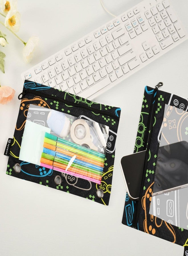 xigua Joystick Boys and Girls Game Cool Printing Binder Pockets 2Pack, Zippered Pencil Pouch, Large Capacity,Water-resistant,3 Ring Binder Pocket for Home,Office,School - Image 4
