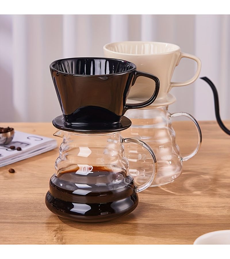 Black Small Coffee Sector Filter Cup Household Coffee Drip Pot Hanging Ear Filter Cup Hand Punch Pot Funnel Sharing Pot - Image 3