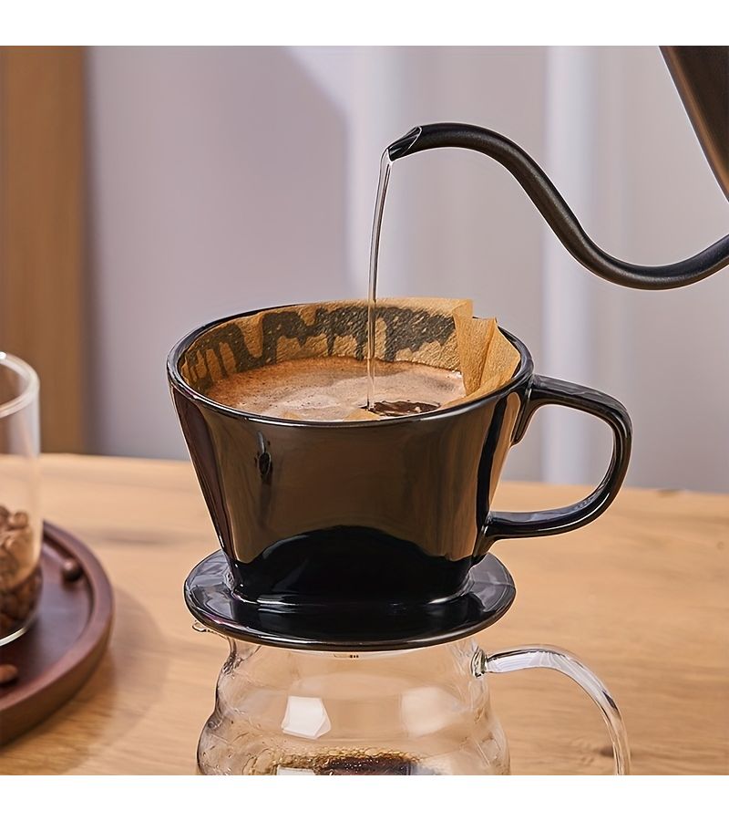 Black Small Coffee Sector Filter Cup Household Coffee Drip Pot Hanging Ear Filter Cup Hand Punch Pot Funnel Sharing Pot - Image 5