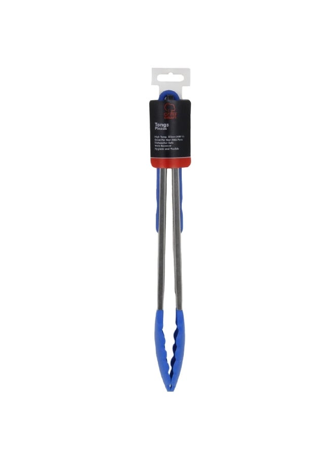 Chef Craft Premium Dishwasher Safe Silicone Cooking Tongs Blue and Silver 12inch 13485 - Image 2