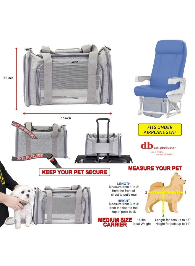 dbest products dbest products Pet Smart Cart Carrier Sport, Grey, Soft Sided Collapsible Folding Travel Bag, Dog Cat Airline Approved Tote Luggage Backpack - Image 3