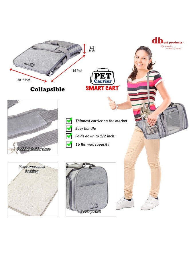dbest products dbest products Pet Smart Cart Carrier Sport, Grey, Soft Sided Collapsible Folding Travel Bag, Dog Cat Airline Approved Tote Luggage Backpack - Image 2