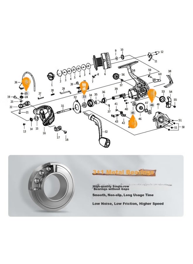 Gw 4000 New Listening Spinning Reel Metal Line Cup Long-casting Spinning Reel Straight Handle Spinning Reel Fishing Reel - Image 3