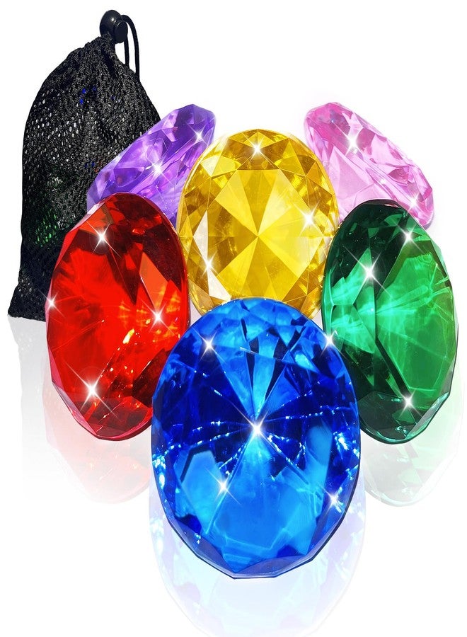 Feivando 6 Pcs Extra Large Diving Gem Pool Toys for Kids 60MM Big Acrylic Diamonds Pirate Treasure Gemstones Swimming Training Underwater Toys for Summer Pool Beach Party Favor Games - Image 1