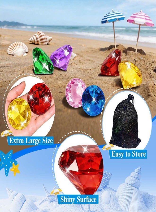 Feivando 6 Pcs Extra Large Diving Gem Pool Toys for Kids 60MM Big Acrylic Diamonds Pirate Treasure Gemstones Swimming Training Underwater Toys for Summer Pool Beach Party Favor Games - Image 3