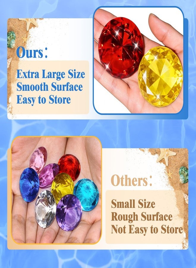 Feivando 6 Pcs Extra Large Diving Gem Pool Toys for Kids 60MM Big Acrylic Diamonds Pirate Treasure Gemstones Swimming Training Underwater Toys for Summer Pool Beach Party Favor Games - Image 4