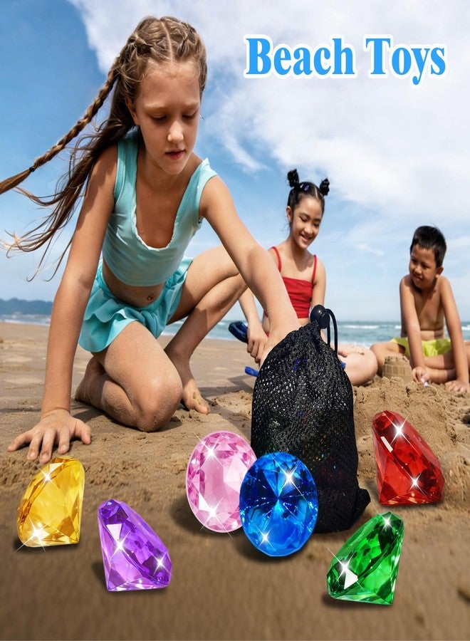 Feivando 6 Pcs Extra Large Diving Gem Pool Toys for Kids 60MM Big Acrylic Diamonds Pirate Treasure Gemstones Swimming Training Underwater Toys for Summer Pool Beach Party Favor Games - Image 5