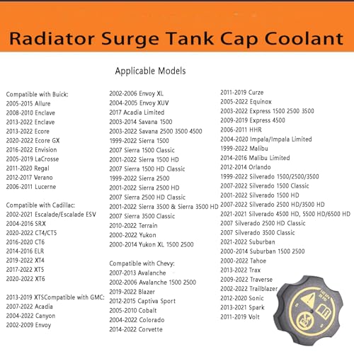 ZIMGLOBAL Universal Coolant Reservoir Cap for 2000-2022 Chevy GMC Buick Cadillac -Silverado 1500 2500 3500 Express Avalanche Suburban Captiva Cavalier Equinox Malibu Savana Sierra Yukon Radiator Surge Tank Cap - Image 2