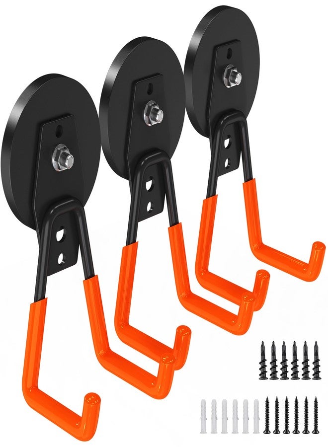 Laowu 3Pcs Large Magnetic Hooks Heavy Duty for Garage, Magnet Hooks for Hanging Heavy Duty, Strong Magnet Storage Hooks for Hanging Garage Tools& Garden Tools - Image 1