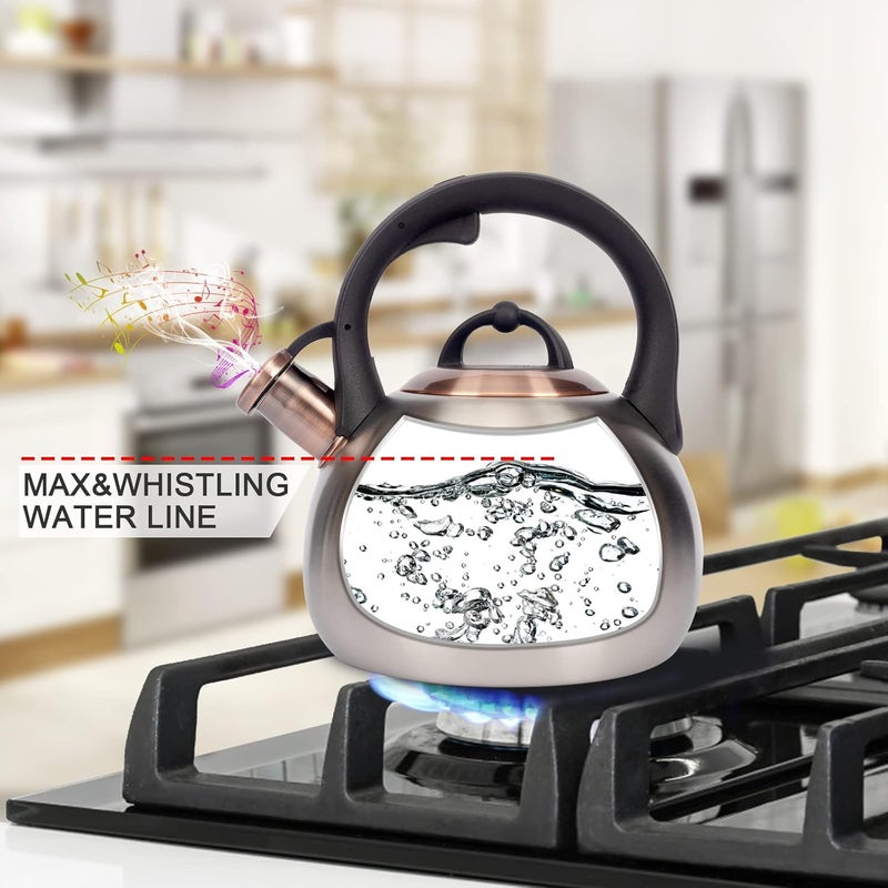 LUXGRACE 3.1 Quart Teal Whistling Tea Kettle for Stove Top, Food Grade Stainless Steel - Image 4
