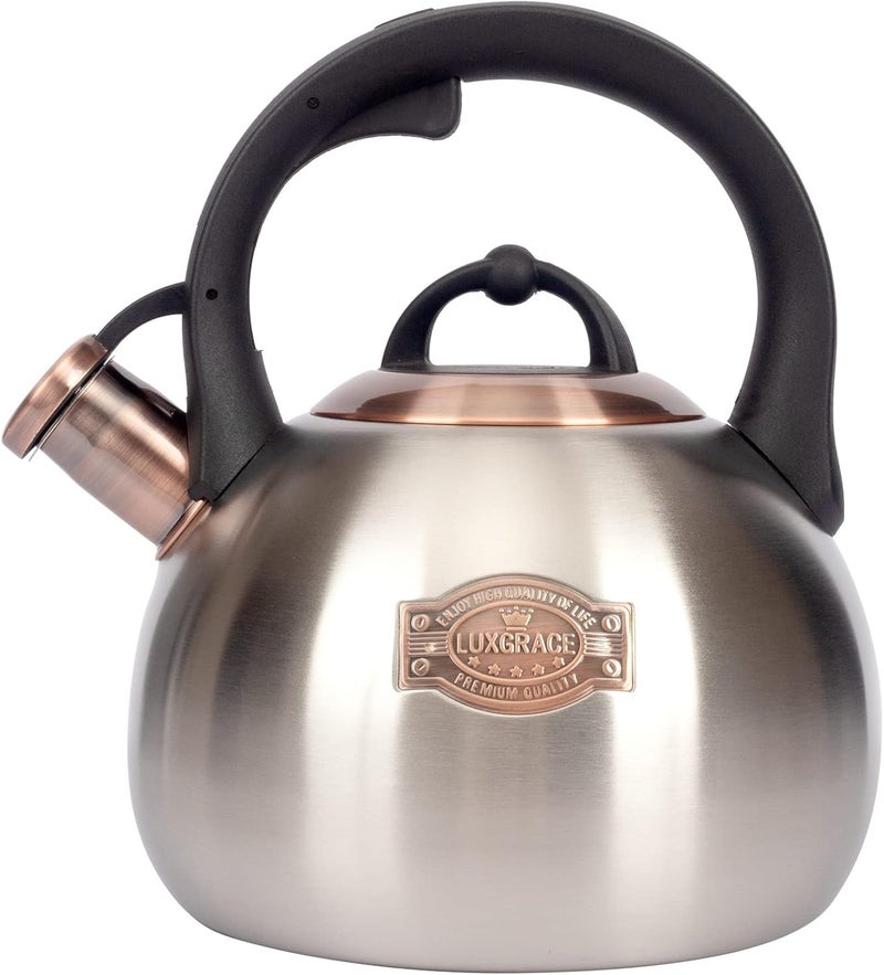 LUXGRACE 3.1 Quart Teal Whistling Tea Kettle for Stove Top, Food Grade Stainless Steel - Image 1