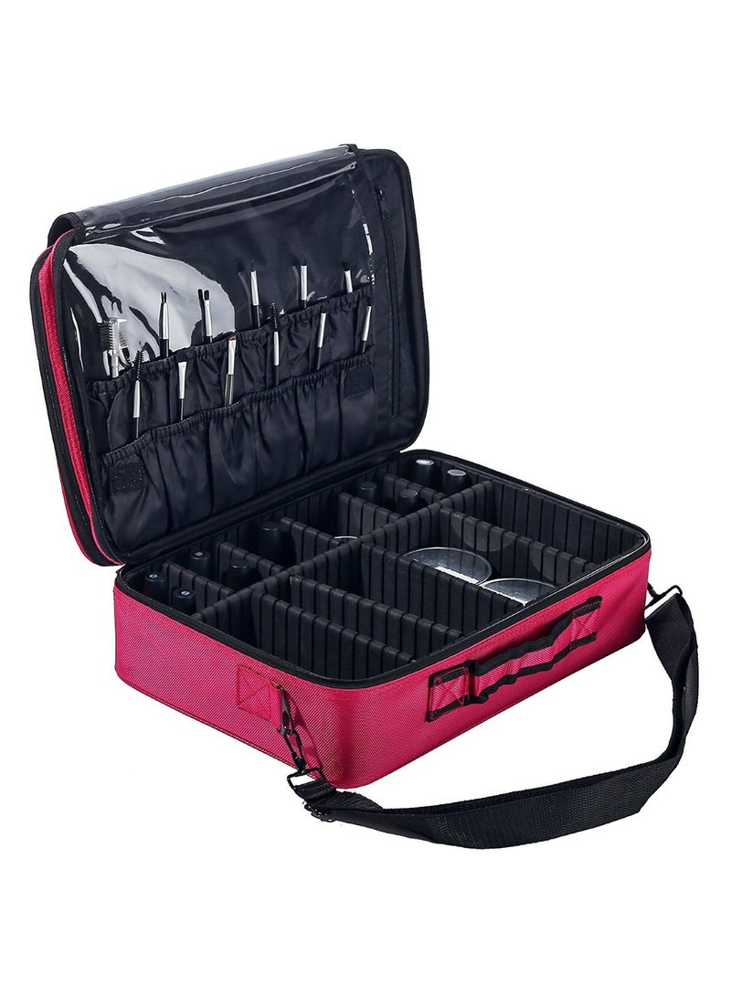 Huitich Large Capacity Portable Makeup Bag Multi-Layer Cosmetic Organizer for Makeup Artists and Daily Use - Image 1