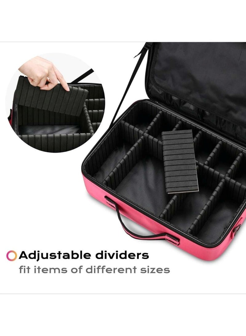 Huitich Large Capacity Portable Makeup Bag Multi-Layer Cosmetic Organizer for Makeup Artists and Daily Use - Image 4