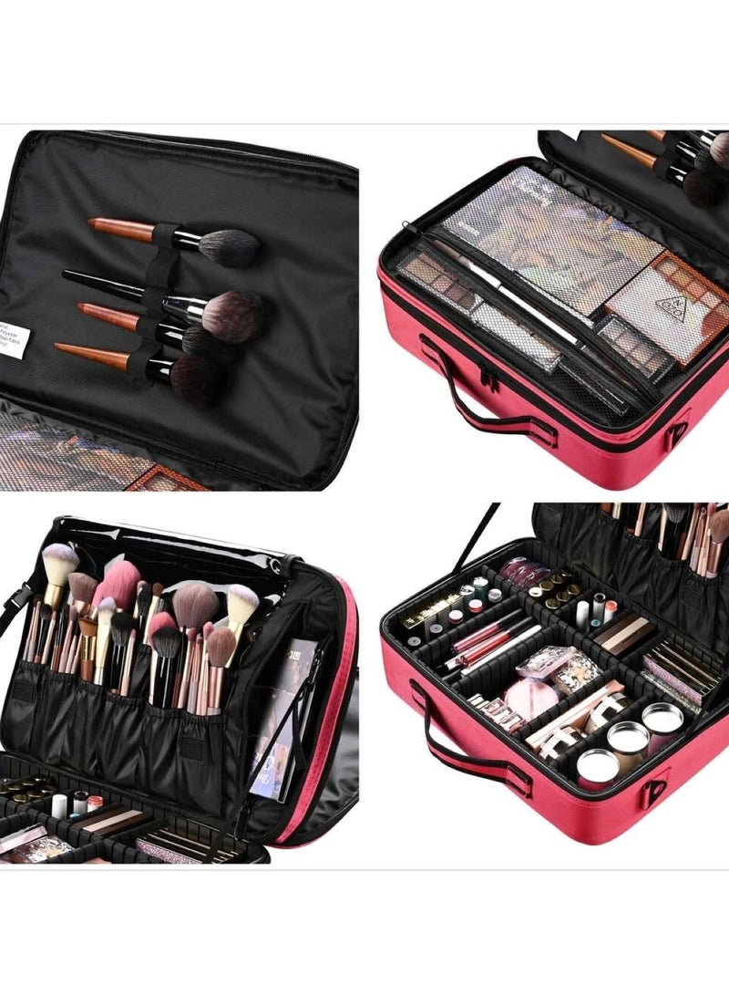 Huitich Large Capacity Portable Makeup Bag Multi-Layer Cosmetic Organizer for Makeup Artists and Daily Use - Image 5