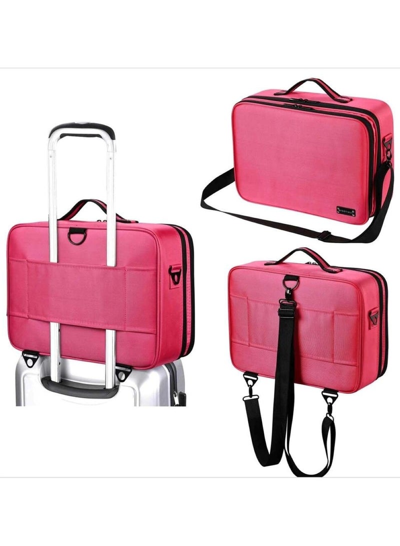 Huitich Large Capacity Portable Makeup Bag Multi-Layer Cosmetic Organizer for Makeup Artists and Daily Use - Image 2