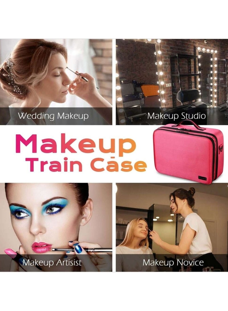 Huitich Large Capacity Portable Makeup Bag Multi-Layer Cosmetic Organizer for Makeup Artists and Daily Use - Image 3