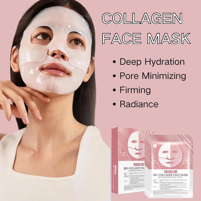 KRLZ Bio Collagen Mask Overnight Bio Collagen Face Mask Bio Collagen Real Deep Mask Overnight Face Mask Collagen Face Mask Face Masks Skincare Improve Moistur Elasticity and Wrinkle 3 Pcs - Image 2