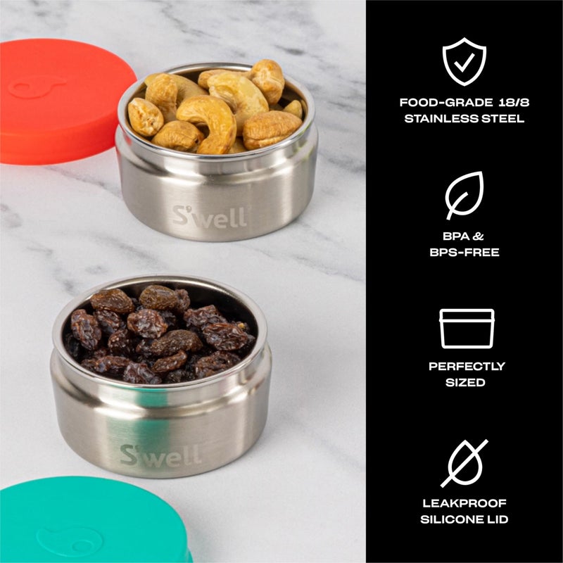 S'well S'well Stainless Steel Condiment Container Set of Two  2oz  Tangerine/Turquoise  Single Walled Durable Construction  Leakproof Silicone Lids  Dishwasher Safe  - Image 2