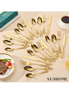 Sunhome 24-Piece Stainless Steel Cutlery Set Gold  - Image 5