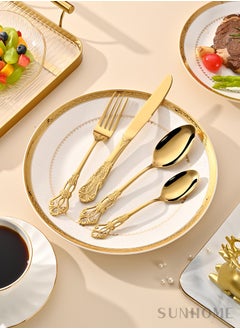 Sunhome 24-Piece Stainless Steel Cutlery Set Gold  - Image 2