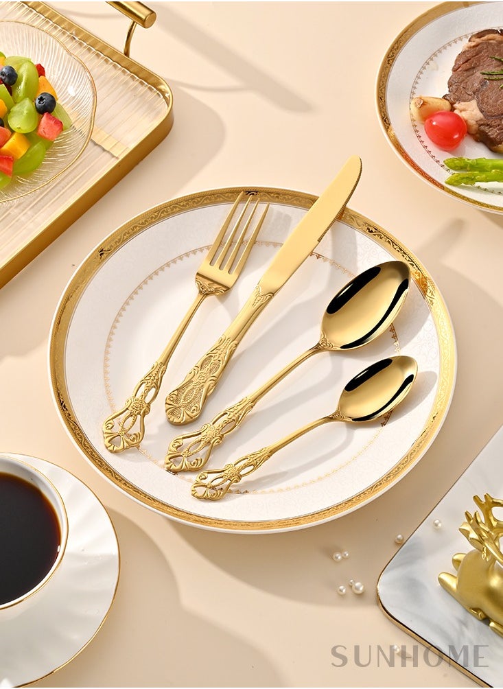 Sunhome 24-Piece Stainless Steel Cutlery Set Gold  - Image 2