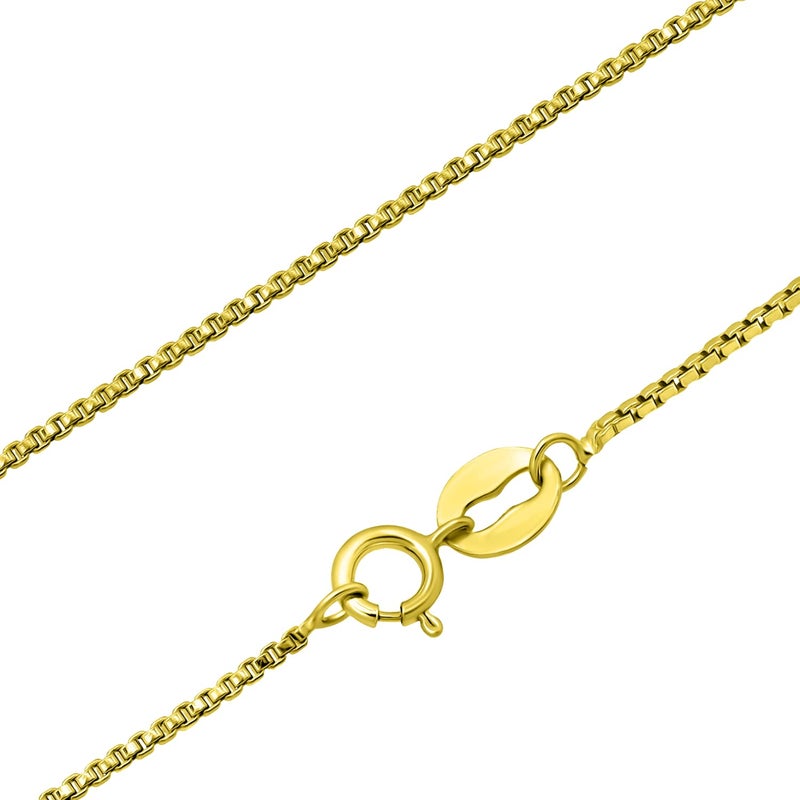 SEA OF ICE Chain Necklace 925 Sterling Silver with Yellow Gold Chain & Ring Clasp Closure, Italian Box Necklace Chain Necklace for Women & Men, Yellow Gold Jewelry, 17” - Image 1