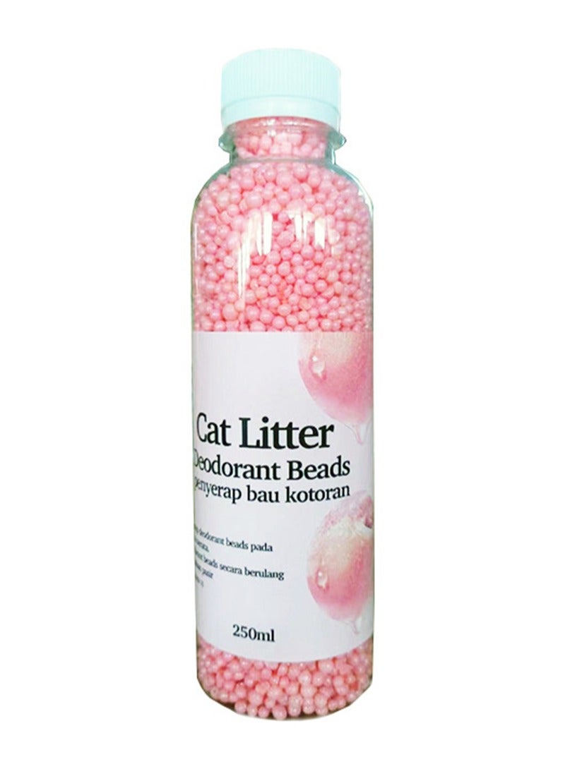 خرزات إزالة الروائح الكريهة من فضلات القطط، رائحة منعشة، مزيل الروائح الكريهة في صندوق الفضلات، يحارب روائح القطط، يحيد الروائح، يحافظ على نظافة المنزل 250 مل (نكهة الخوخ الأبيض)
