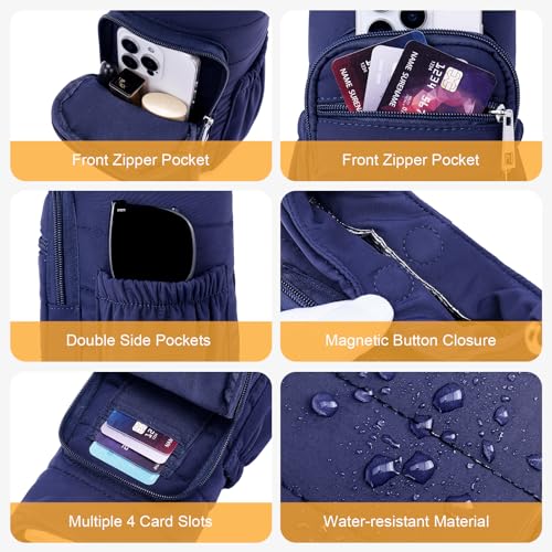 Lexiyat Water Bottle Bag 40 oz Crossbody Bag Insulated Carrier Purse Holder for Walking Hiking with Adjustable Strap Blue - Image 4