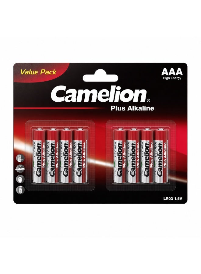 Camelion AAA Alkaline Batteries 8 Pack (4+4), Long Lasting Triple A Batteries for Household Use - Image 1