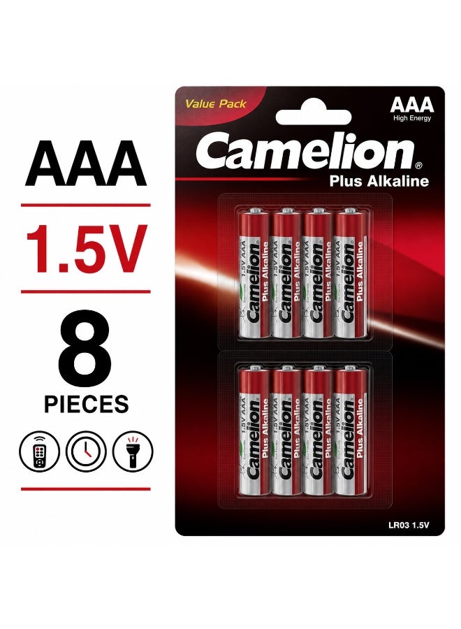 Camelion AAA Alkaline Batteries 8 Pack (4+4), Long Lasting Triple A Batteries for Household Use - Image 2