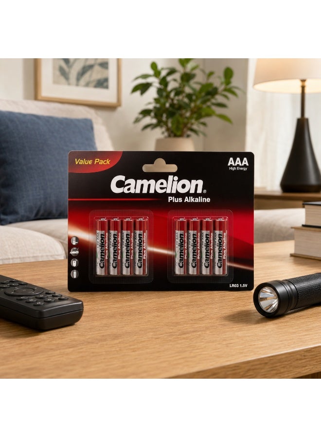 Camelion AAA Alkaline Batteries 8 Pack (4+4), Long Lasting Triple A Batteries for Household Use - Image 3