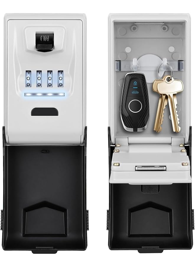 PROMASS PROMASS Nail Wall Key Lock Box with Light Up Dial, Waterproof Security LockBox，4-Digit Combination Lockbox Large Key Storage Lock Box Outdoor Key Safe for Home Office Garage Airbnb Gym  - Image 1